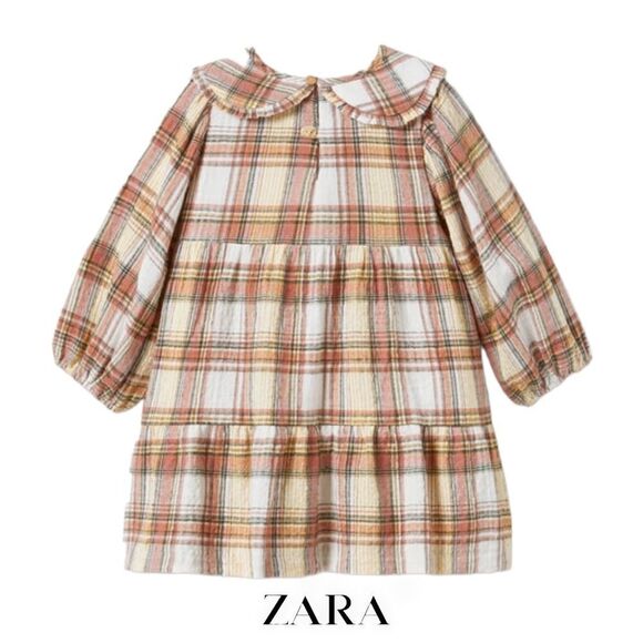 ZARA Kids | Ecru | PLAID DRESS - Picture 3 of 14